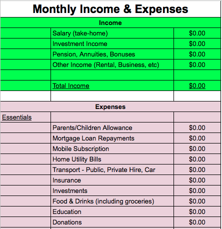 income and expenses